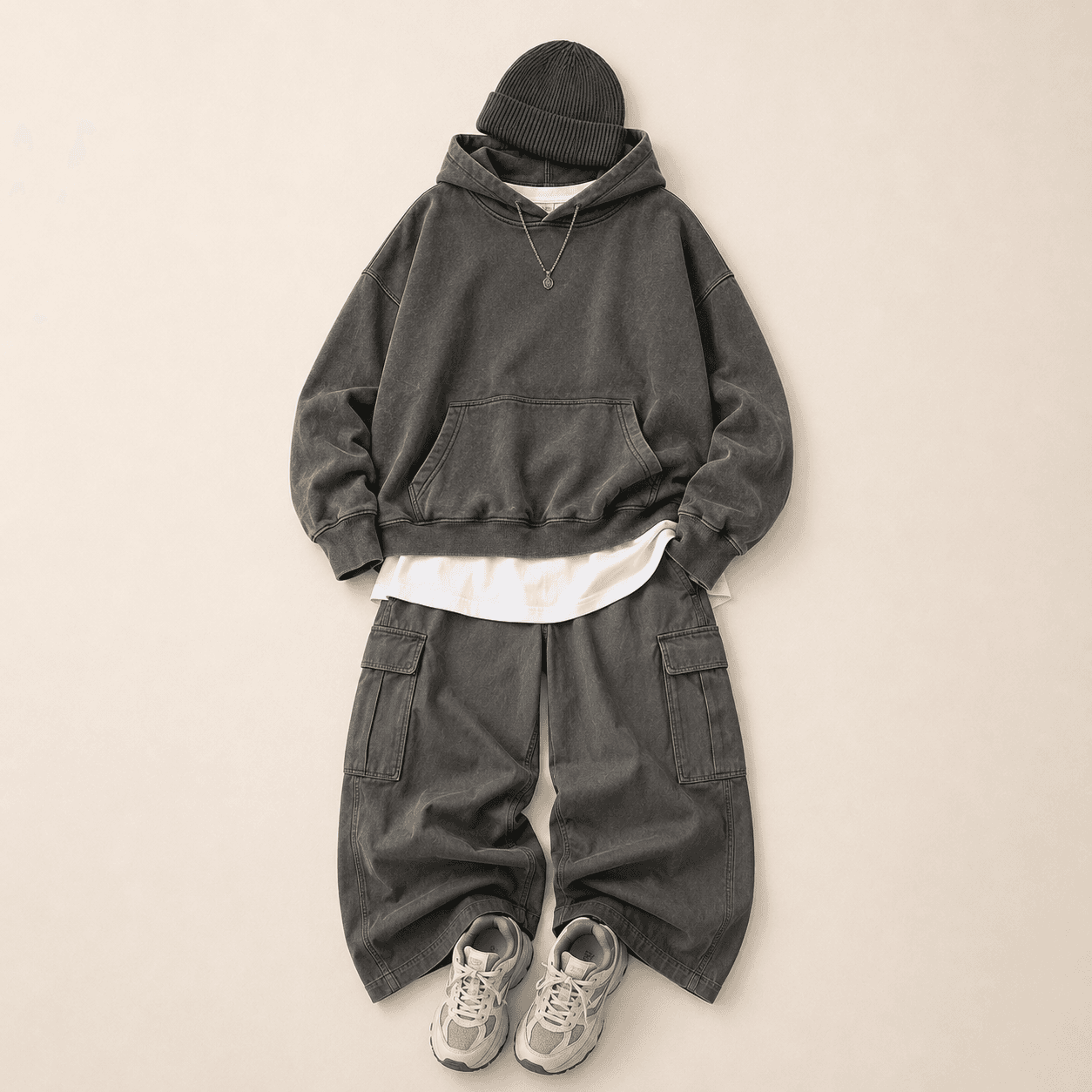 Streetwear reference used for face-preserving outfit preview guidance