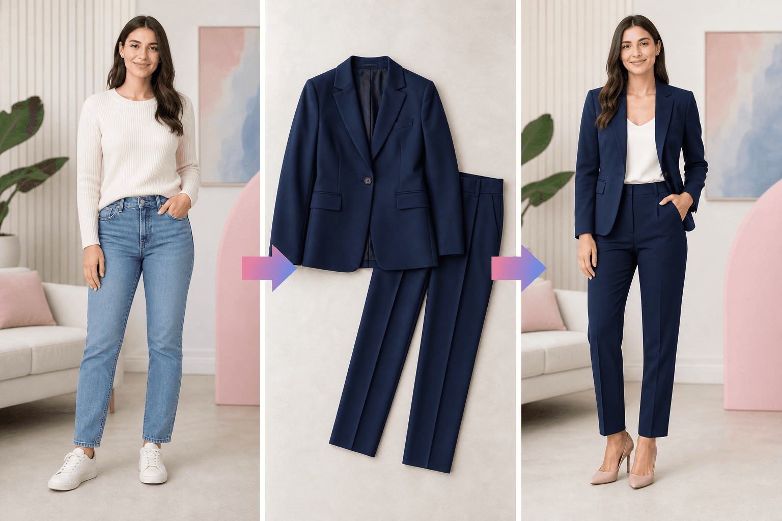 Person photo garment reference and generated outfit preview